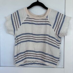 SOLD Zara Girls Gauzy Cotton Striped Short Sleeve Top